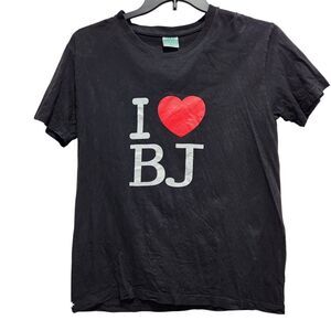 I Love BJ T Shirt Black Graphic Tee Funny Adult Humor Novelty Unisex